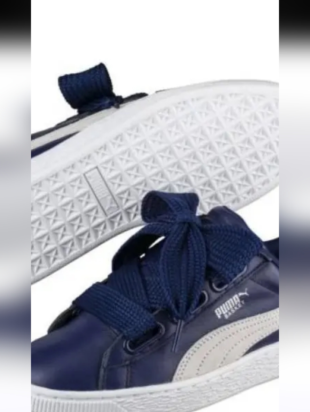 Puma Women's Navy Sneakers with White Stripes Size 8.5